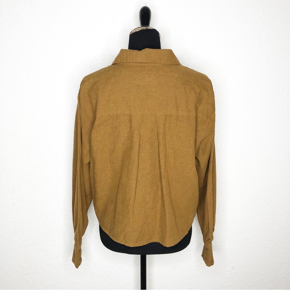 Velvet Heart caramel golden brown linen button down top size Medium - Picture 15 of 15